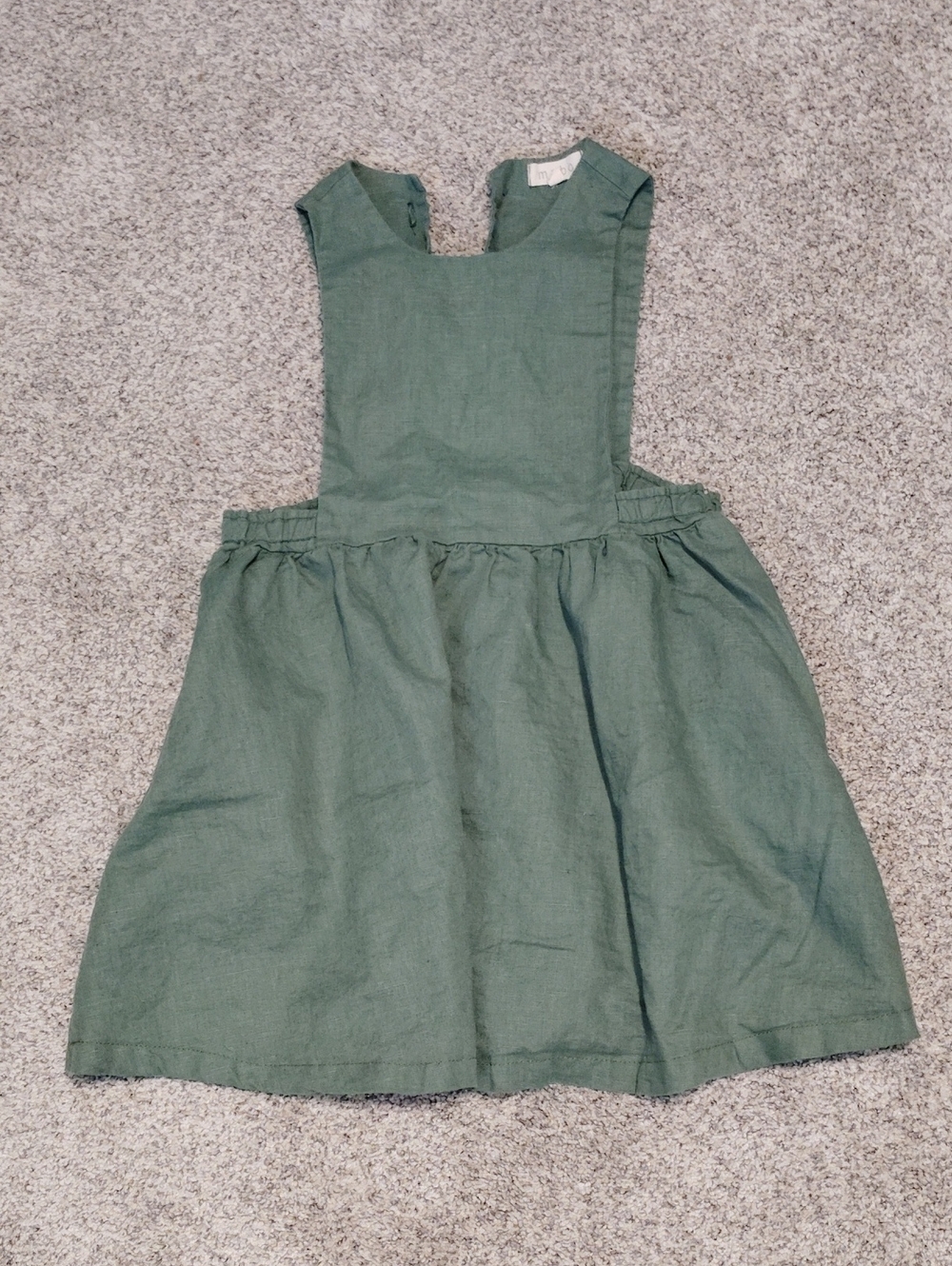 Girls' Green Pinafore Dress - Casual Everyday Style